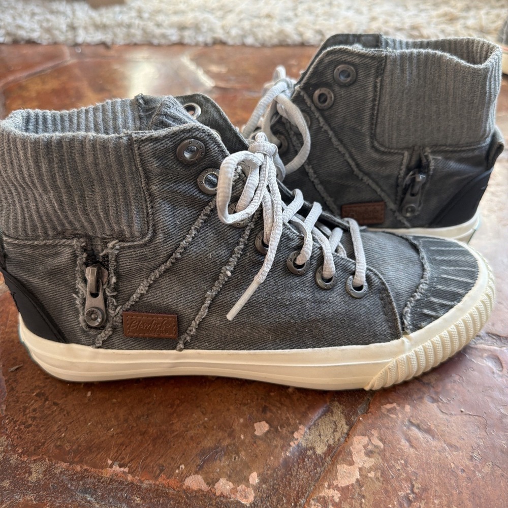 Blowfish Acne Studios Pistol Unisex High Top Lace-Up Zipper Tie Sneaker 6.5 Grey